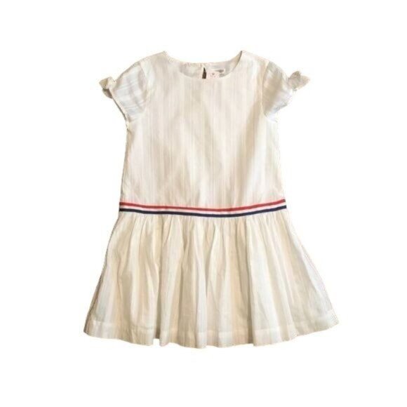 Gymboree Girl's White Dress with Red and Blue Stripes, Size 5-6 - Picture 1 of 7